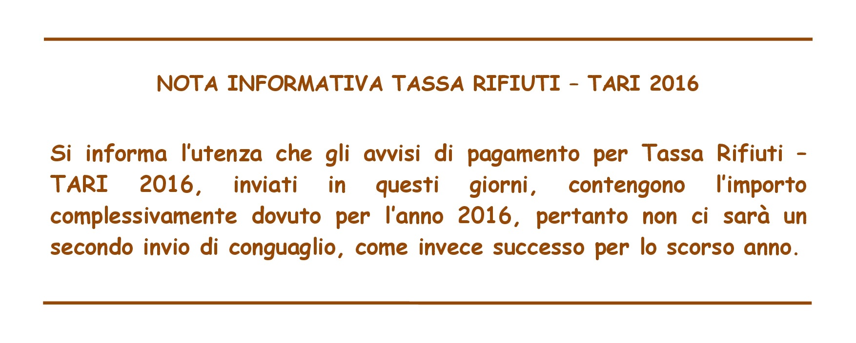 AVVISO TARI 2016 001 001